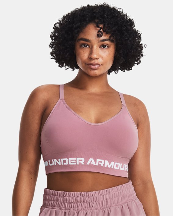 Women's UA Seamless Low Long Sports Bra in Pink image number 3